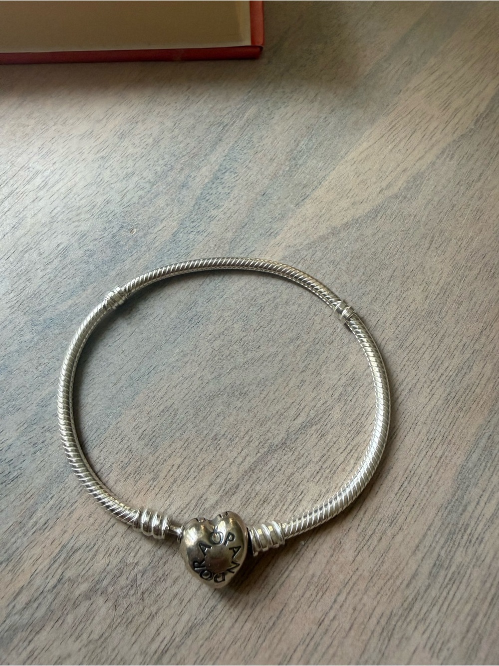 Pandora Silver Heart Clasp Snake Chain Necklace
